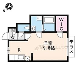 プリムローズ壱番館 1階ワンルームの間取り