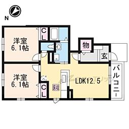 サンルーラルN 2LDKの間取図画像