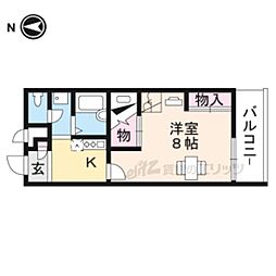 レオパレスEfini2 1Kの間取図画像