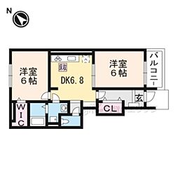 メゾンプラシード1 2DKの間取図画像