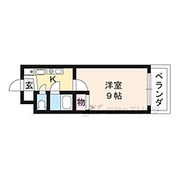 セコンダリー谷畑 1Kの間取図画像