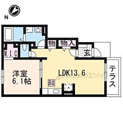 シエルトゥールM.K三雲 1LDKの間取図画像