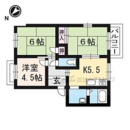 シャトレ岡田2 3DKの間取図画像