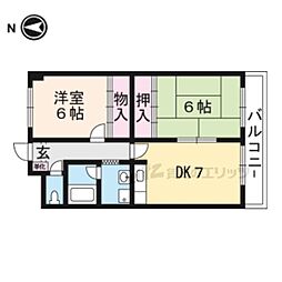 サンビレッジ岡崎 2DKの間取図画像