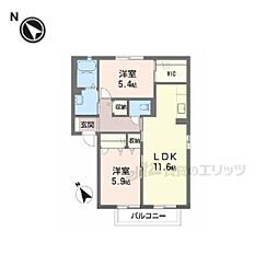 ソルビエント 2LDKの間取図画像