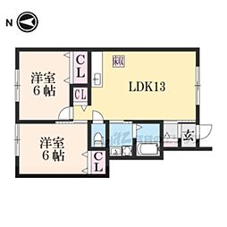 サンガーデン甲賀C 2LDKの間取図画像