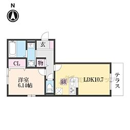 ベルフルール 1LDKの間取図画像