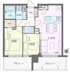 シティタワーズ東京ベイセントラルタワー 2LDKの間取図画像