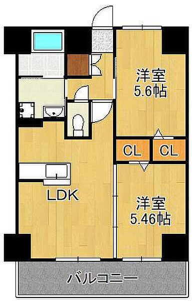 エミネント水巻駅前 ｜福岡県遠賀郡水巻町頃末北1丁目(賃貸マンション2LDK・3階・54.00㎡)の写真 その2