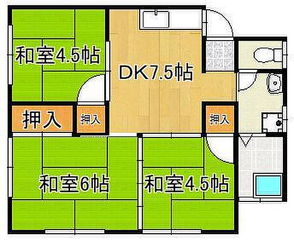 福岡県遠賀郡岡垣町大字三吉(賃貸アパート3DK・2階・45.50㎡)の写真 その2