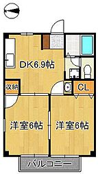パレスサンノゼ 2DKの間取図画像