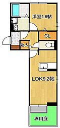 クレッシェンド大浦 1LDKの間取図画像