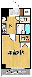 ロイヤルハイツ折尾1号館 1Kの間取図画像