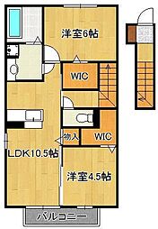 クレール本城2 2LDKの間取図画像