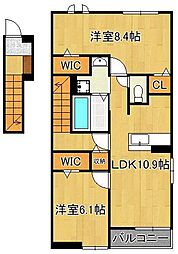 メゾンド・プチ・フルールXI 2LDKの間取図画像