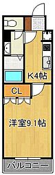 アムールハイツ・おおば 1Kの間取図画像