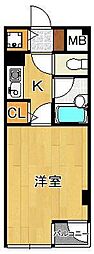 ダイナコートヒルズ折尾 1Kの間取図画像