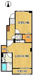 サンシャイン宮の下 1LDKの間取図画像