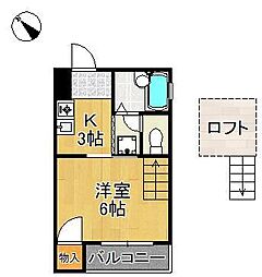 ウッドノースハイツ 1Kの間取図画像