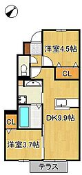 ポサーダ本城 2LDKの間取図画像