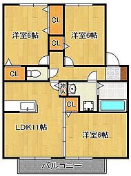 ヴィラモールA 3LDKの間取図画像