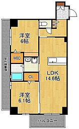 TGボナール浅川台B棟 2LDKの間取図画像