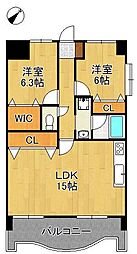 オロマーレ折尾南2 2LDKの間取図画像