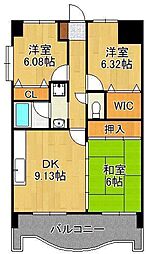 オロマーレ折尾南2 3DKの間取図画像