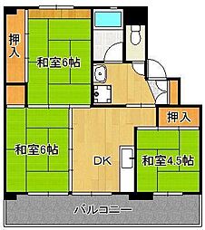ビレッジハウス水巻4 3DKの間取図画像