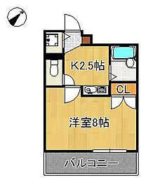 ヴィラアカデミア 1DKの間取図画像