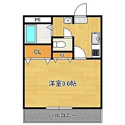 リベール本城 1Kの間取図画像