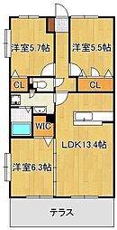 CLAIRひびきの二番館 3LDKの間取図画像