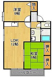 セジュール大浦 2LDKの間取図画像