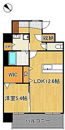 RISO CORE 12階1LDKの間取り