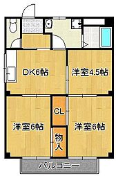 エスポワール萩原 3DKの間取図画像