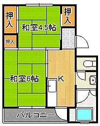 ビレッジハウス若松2号棟 3階/-