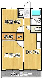 サクラレジデンス 2DKの間取図画像