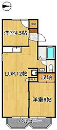 パレーシャル森下 2LDKの間取図画像