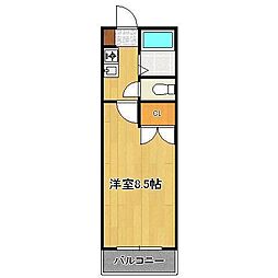岡田SUNハイツ 1Kの間取図画像