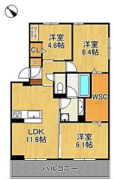 D-ROOM鷹の巣 3LDKの間取図画像