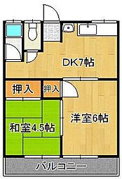 春日ハイツ 2DKの間取図画像