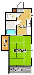 シャトレ菅原2 1Kの間取図画像