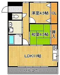 コーポ公栄 2LDKの間取図画像