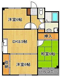 メゾンドウィステリア 3DKの間取図画像