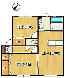 グランシャリオ 2LDKの間取図画像