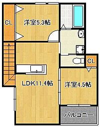 スプリングオキタ 2LDKの間取図画像