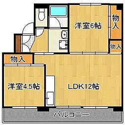 ビレッジハウス直方東1号棟 2LDKの間取図画像
