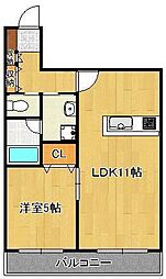 カレント 1DKの間取図画像