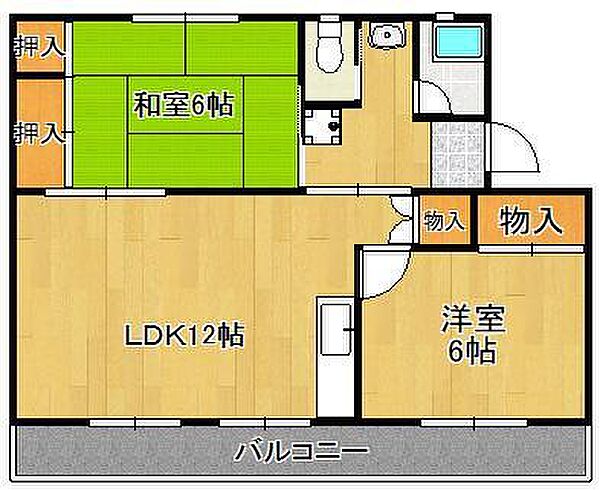 ヴィラナリー中間I 5号棟 ｜福岡県中間市大字垣生(賃貸マンション2LDK・2階・51.34㎡)の写真 その2