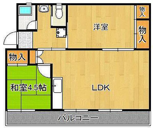 福岡県中間市大字上底井野(賃貸マンション2LDK・3階・51.34㎡)の写真 その2